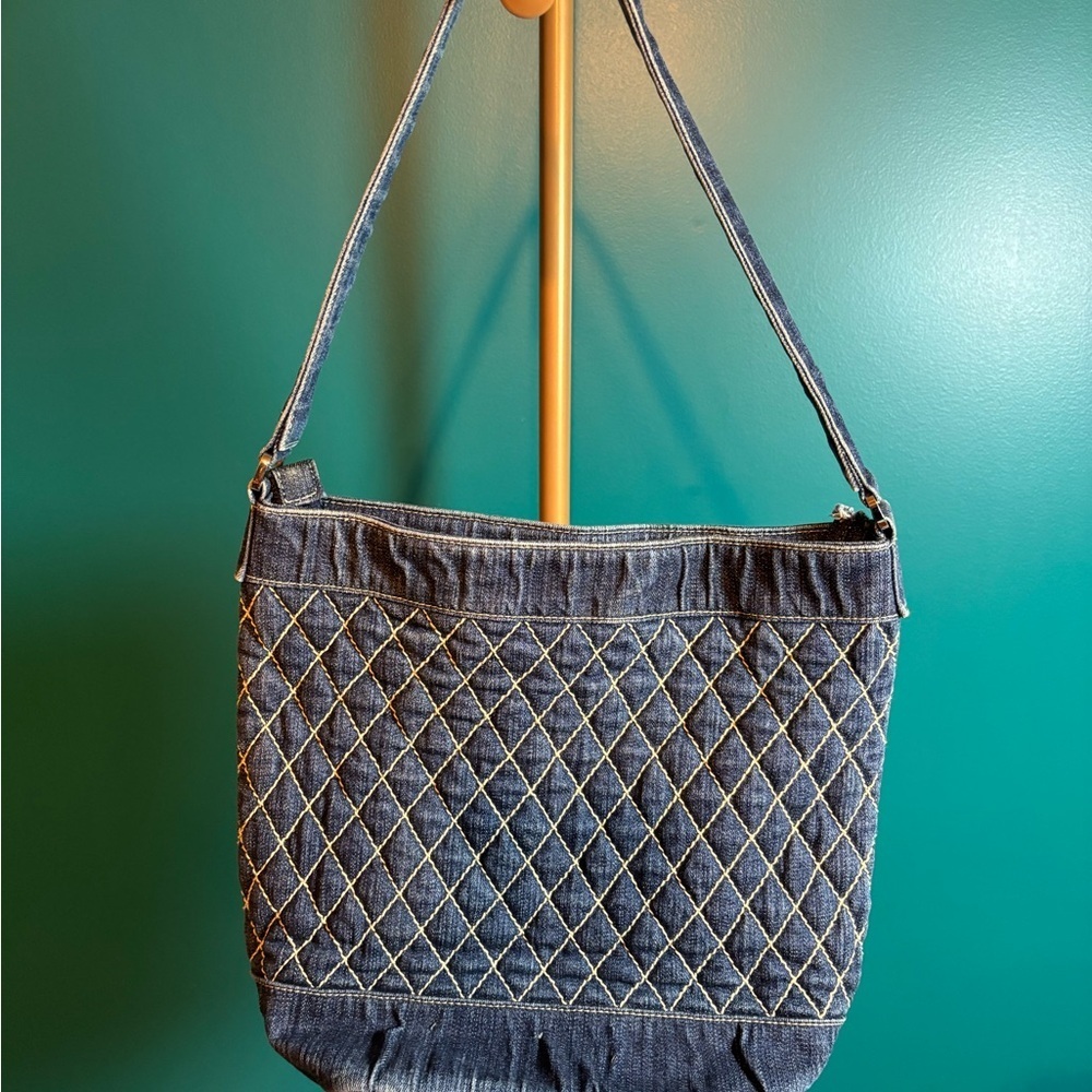 Vera Bradley Quilted Diamond Denim Vintage Shoulder Bag